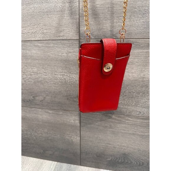 COACH Signature leather crossbody phone Red bag chain - Picture 4 of 13